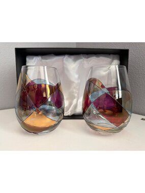 Cornet Barcelona Sagrada Stemless Wine Glasses Boxed Set of 2 Handcrafted Artsy